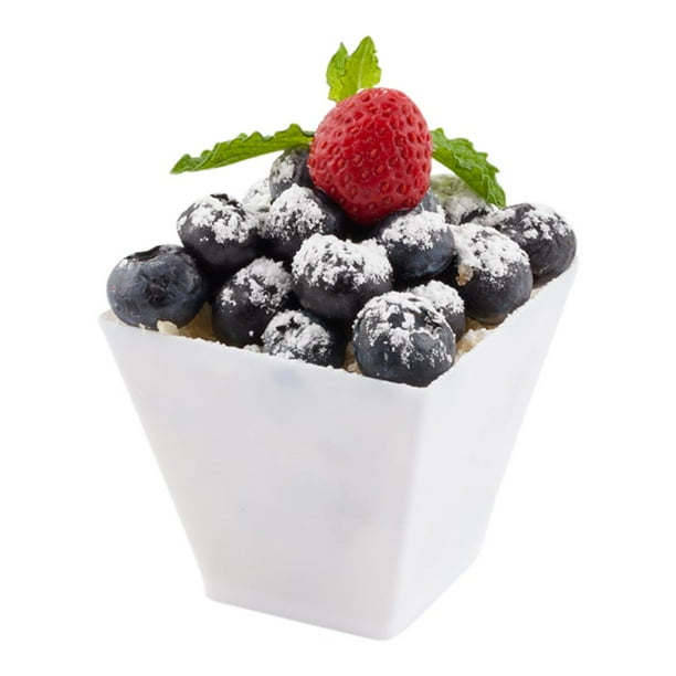 2OZ Mini Kova Dessert Tumbler Cup Elegant Square White Plastic Cups