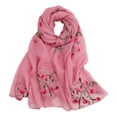 thumbnail image 3 of FKMJH Women's Floral Embroidery Chiffon Scarf Lightweight Thin Sheer Shawl Wrap Large Summer Spring Fashion Scarves Neck Head Scarf Travel Sun Protection Gift, 3 of 3