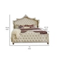 thumbnail image 5 of Benjara Lino Wood Queen Bed, Opulent Tufted Velvet Upholstery, French Carved, Ivory, 5 of 5