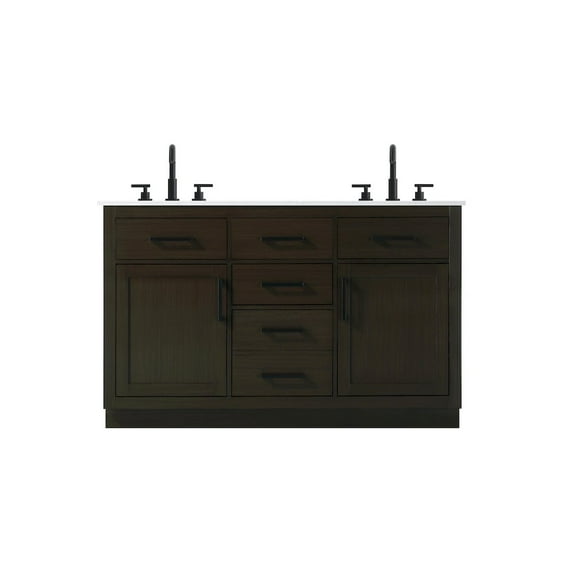 Elegant Kitchen and Bath Alden 54 Inch Double Bathroom Vanity In Mocha Brown