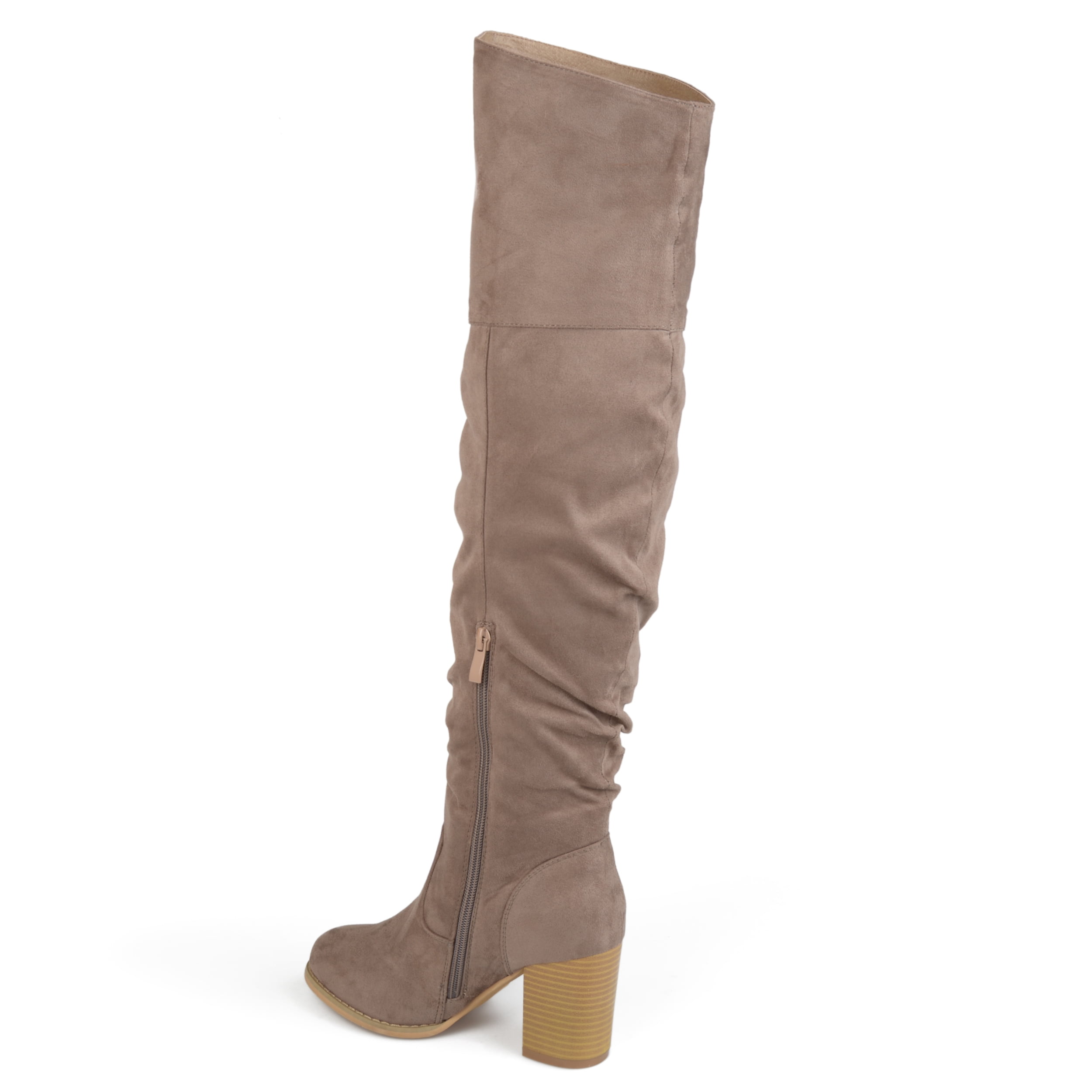 Journee Womens Kaison Extra Wide Calf Stacked Heel Over The Knee Boots