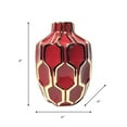 thumbnail image 5 of Geometric Vase for Living Room Display - Modern Ceramic Flower Vase for Home, Office, Table, or Bedroom Decor - Decorative Accent for Mantel, Console, and Kitchen Counter - 8", Red & Gold, 5 of 8