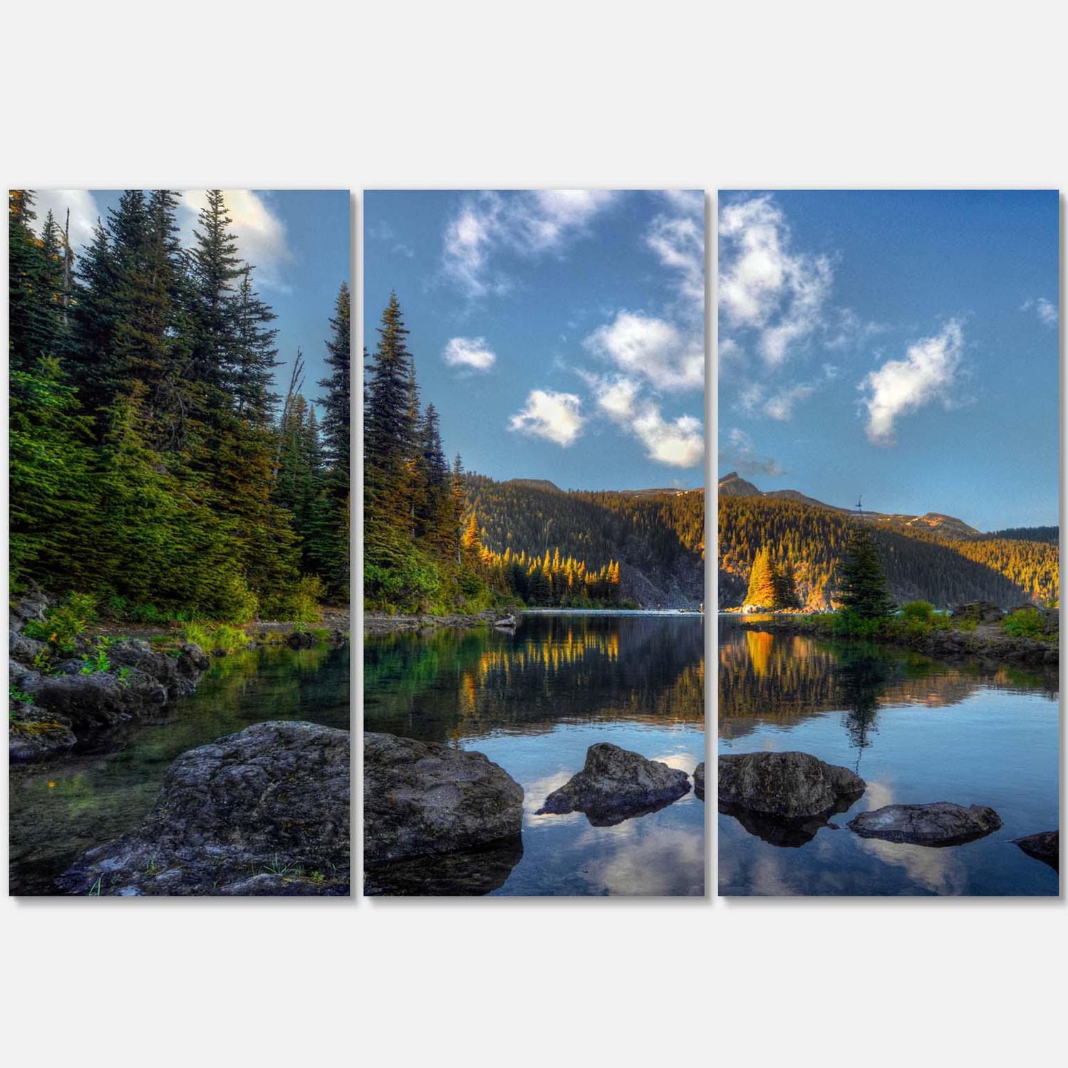 Designart Mountain Lake Surrounded by Trees Canvas Wall Art