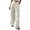 White, variant on Women's Solid Patch Pocket Wide Leg Pants, Loose Straight Irregular Hem Casual Trousers with Side Pockets, Lightweight Breathable Summer Autumn Pants for Daily Outings Travel Wear Beige L