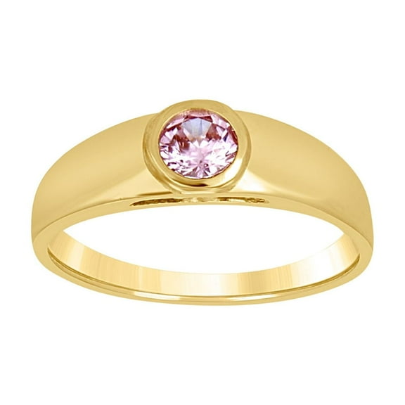 10k Yellow Gold Round Garnet Cubic Zirconia Birth Stone Ring 3.9x3.8mm Wide Ring for Women