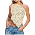 thumbnail image 1 of Top corto de encaje con un solo hombro para mujer - Tirantes finos y espalda descubierta - Poliéster - Para salir en verano - Tallas S-L, 1 of 5