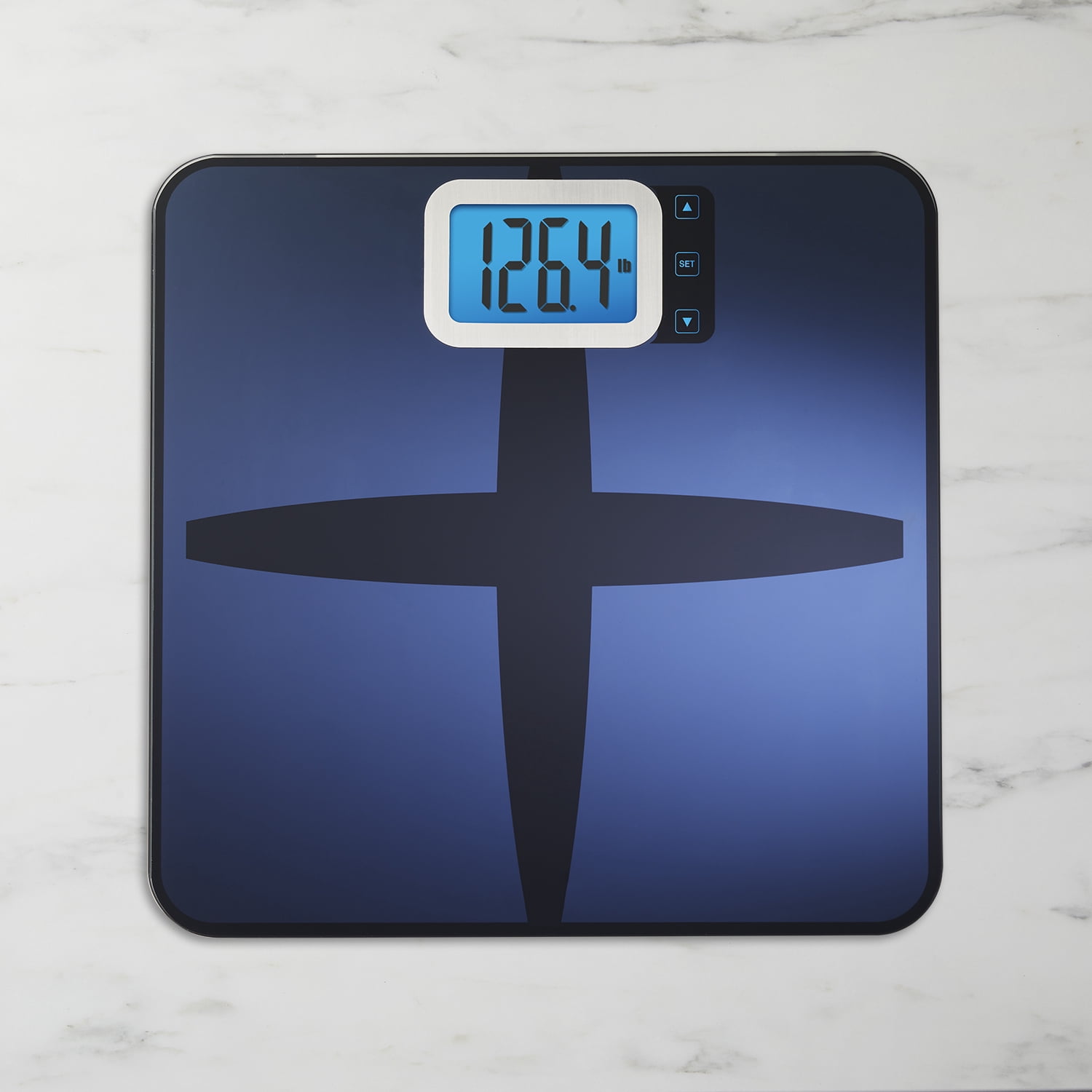 InstaTrack Digital Fat/BMI Bathroom Scale with High Precision Sensors Large Display Accurately Measures Body Water, Muscle Mass, and Calorie Estimator, Blue