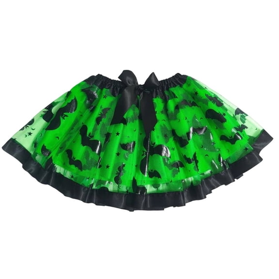 Slccxzc Adult Bat Print Tutu Skirt - Layered Tulle Halloween Skirt with Bow Detail