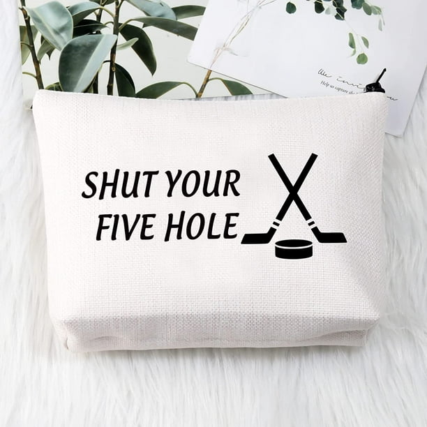 Hockey Gift for Girls Ice Hockey Makeup Bag Ice Hockey Player Gift Hockey  Coach Gift Shut Your Five Hole Zipper Pouch
