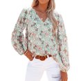 thumbnail image 1 of Blouse à Manches Longues Décontractée pour Femmes, Charmante Blouse à Manches Longues à Imprimé Floral pour des Vacances de Fête Verte, Rose, Blanche, Colorée, 1 of 6
