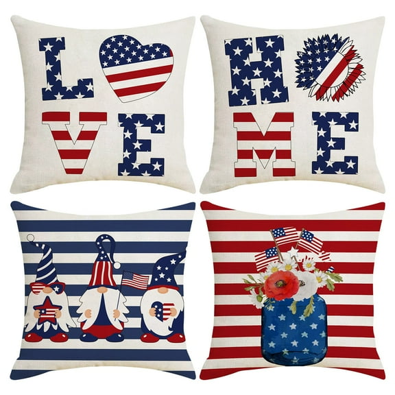 Aihimol Independence Day Pillow 4th of July Patriotic Pillow Memorial Day Indoor Outdoor Cushion Case for Home Bedroom Decor