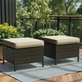 thumbnail image 7 of Meetleisure Outdoor PE Rattan Ottoman, Set of 2, Beige, 7 of 7