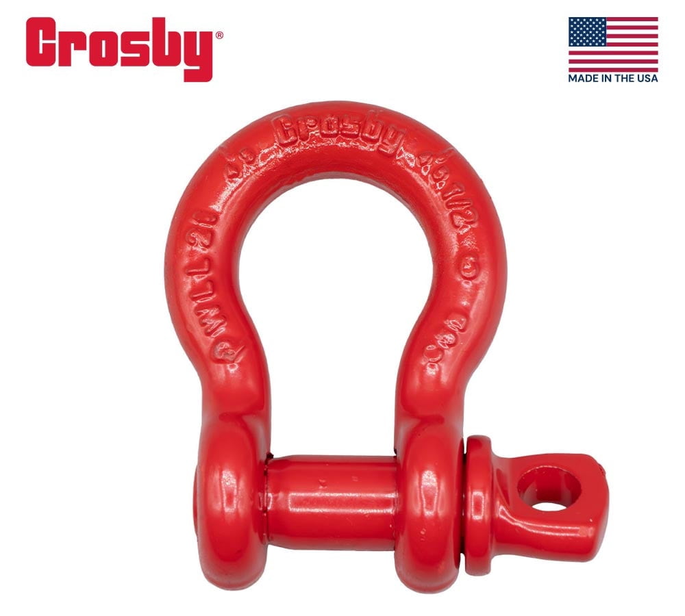 Crosby S-209 7/8" Anchor Shackle Carbon Steel w/Alloy Screw Pin 14,300 lbs WLL, Red Painted Heavy Duty D Ring Shackle for Towing, Rigging & Vehicle Recovery, 1018525