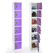 AdirOffice Large School Locker with 6 Doors 6 Hooks Storage Locker for Garage Storage - Office Storage Lockers (6 Door, Purple)