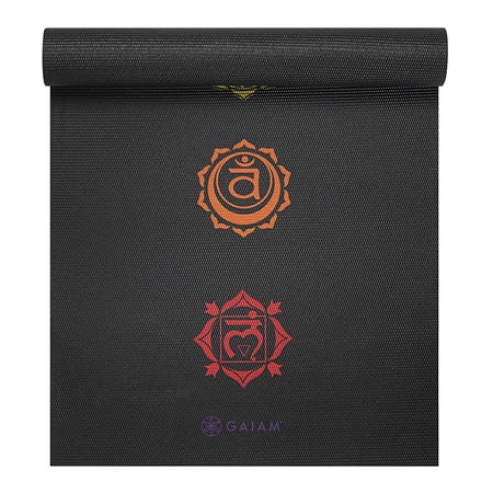 Gaiam Premium Print Yoga Mat  Black Chakra  6 mm