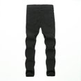 thumbnail image 4 of Kmbangi Men Solid Color Zipper Stretch Ripped Jeans with Pocket, Belt Loop, 4 of 8