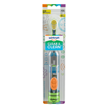 Spinbrush Clear & Clean Kids Toothbrush, Battery-Powered Electric Toothbrush, Soft Bristles, Batteries Included, 1-Count
