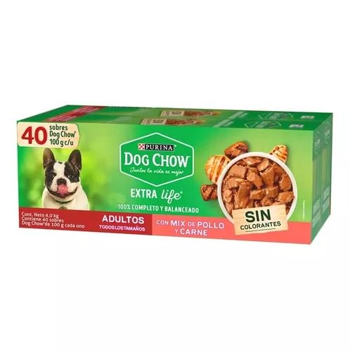 Alimento Húmedo Para Perro Dog Chow Adulto Pollo Y Carne 40 Pzas Dog Chow 40 piezas Pollo y Carne Adulto