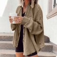 thumbnail image 6 of Only Moment Khaki Shackets for Women Button Down Shirts Jacket Crew Neck Long Sleeve Sherpa Fleece Retro Ethnic Print Fashion Casual Warm Coats 2XL, 6 of 8
