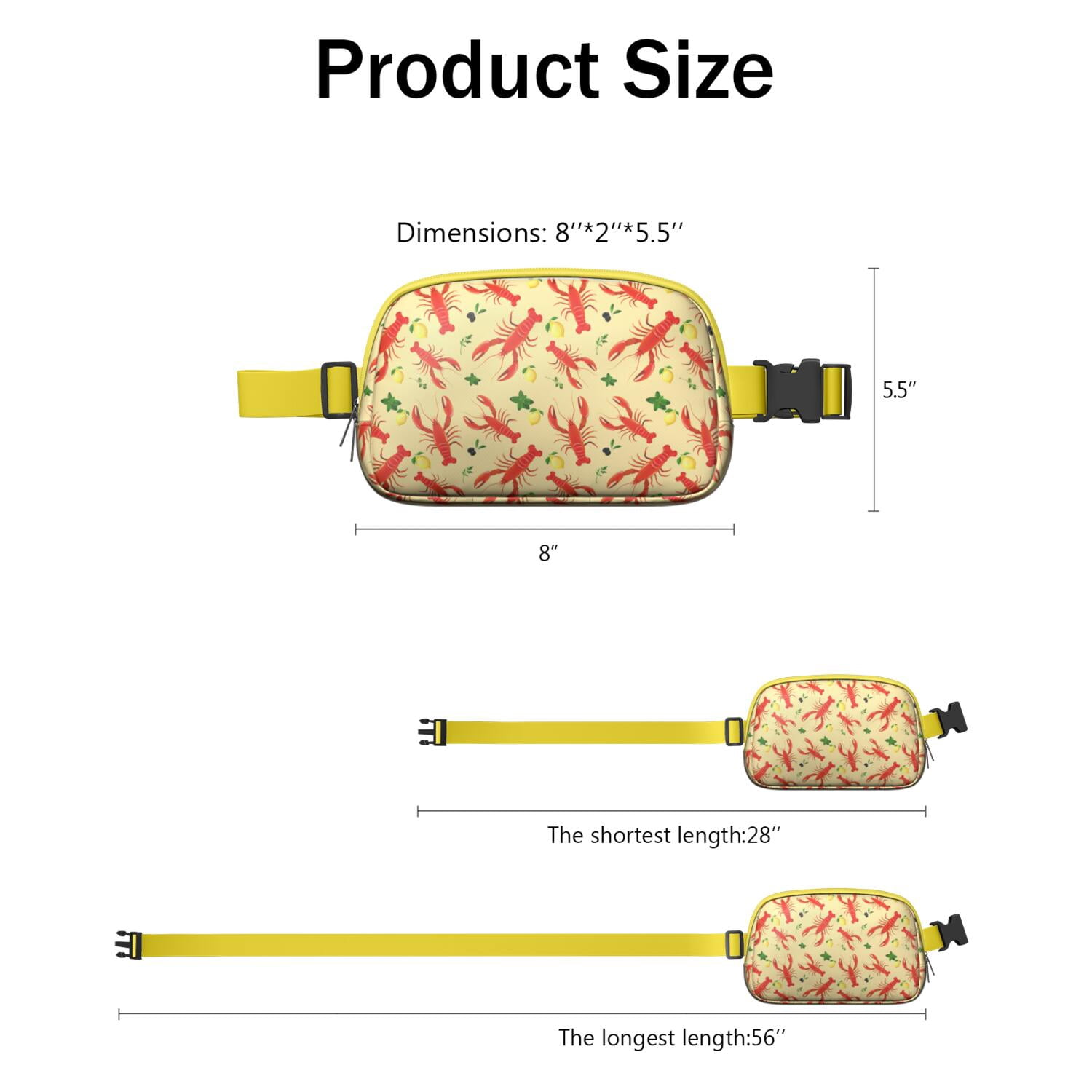 Tropical Lobster Belt Bag for Women – Nautical Sea Life Fanny Pack with Crustacean, Coral, Starfish & Coastal Ocean Vibes