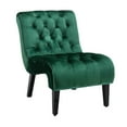 thumbnail image 6 of Tcbosik Velvet Fabric Accent Chair, Modern Button Tufted Upholstered Armless Chair with Wood Legs for Living Room, Bedroom, Green, 6 of 9