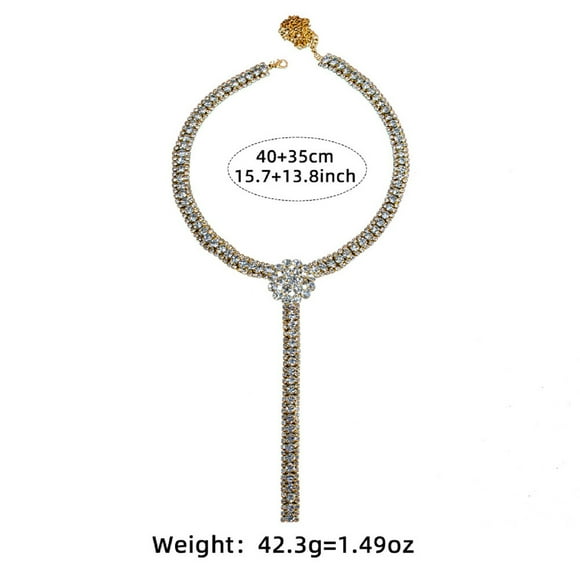 Diamond Necklaces for Women Full Diamond Heavy Industry Body Chain Accessories Fashion Show Water Diamond Exaggerated Necklace Chest Chain Set Chain Necklace for Women