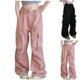 thumbnail image 4 of ZACPNCV Hip Hop Dance Cargo Pants for Girls Boys Wide Leg High Elastic Waisted Baggy Jogger Sweatpants Streetwear Active Pants 7-8 Years, 4 of 4