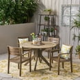 thumbnail image 2 of Brigitte Outdoor 5-Piece Round Acacia Wood Dining Set, Gray, 2 of 13