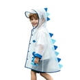 thumbnail image 3 of Toddler Kids Waterproof Dinosaur Spikes Shape Hooded Rain Coat with Transparent Brim for School Travel Rainwear 4-5 Years, 3 of 5