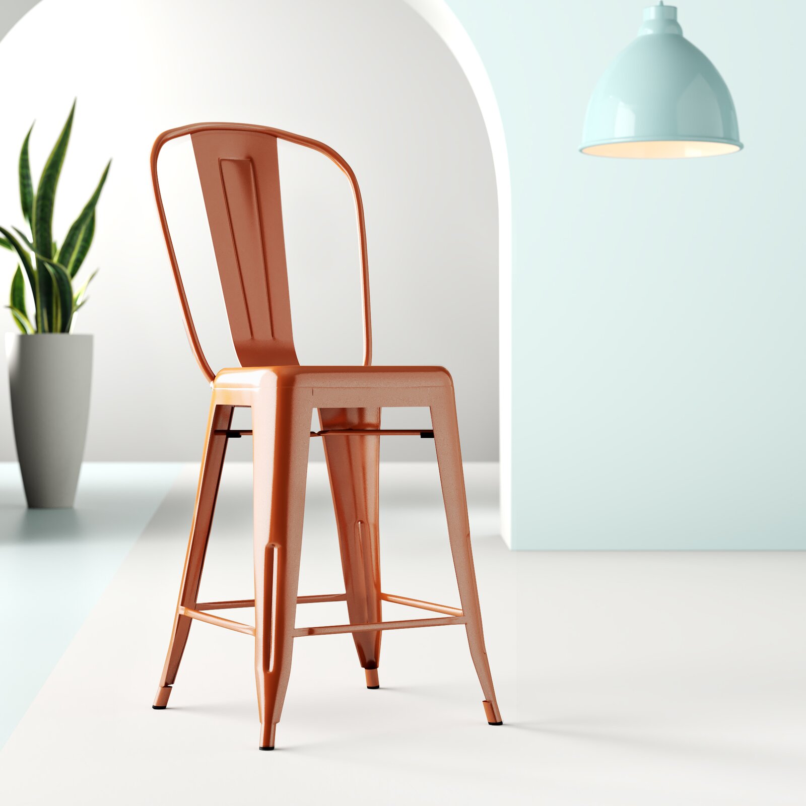 Est Metal Indoor/Outdoor Counter Height 24" Patio Bar Stool, Assembled