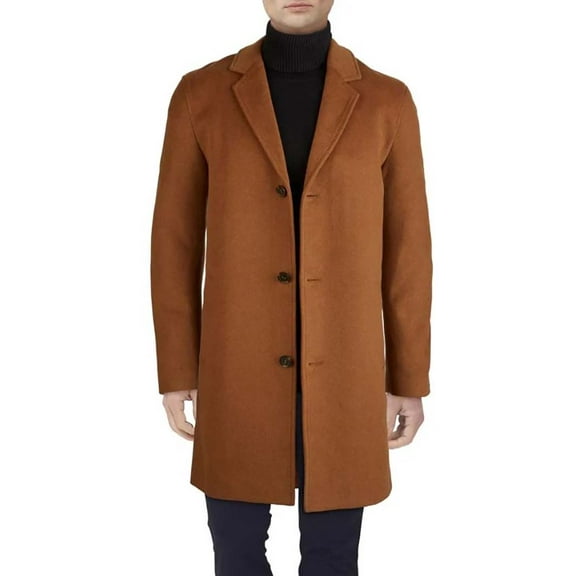 Cole Haan Men's Wool Topper Button Front Coat (Camel, M)