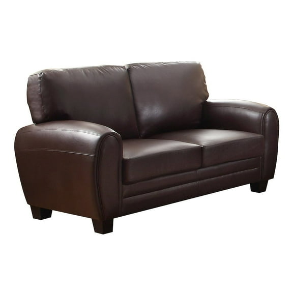 Lexicon Rubin Bonded Leather Loveseat in Dark Brown