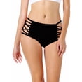 thumbnail image 1 of Women's Strappy Bikini Bottoms Mid Waisted Cutout Swimsuit Bottom Solid Vintage Swim Bottom, 1 of 6