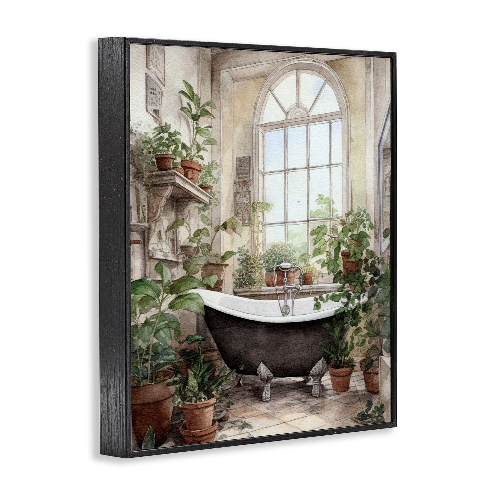 Vintage Sun Lit Bathtub Black Framed Giclee Art, design by Lettered and Lined