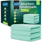Inspire Washable and Reusable Incontinence Bed Pads 3 Pack Waterproof Mattress Pad Chux Pads (18" x 24")