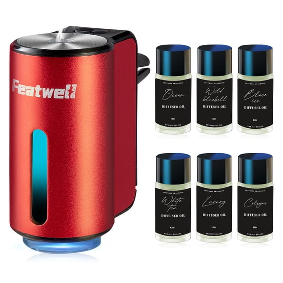 Difusor de Aromas para Auto Featwell, Tres Modos Ajustables Inteligentes, Difusor Recargable para Coche, Color Rojo