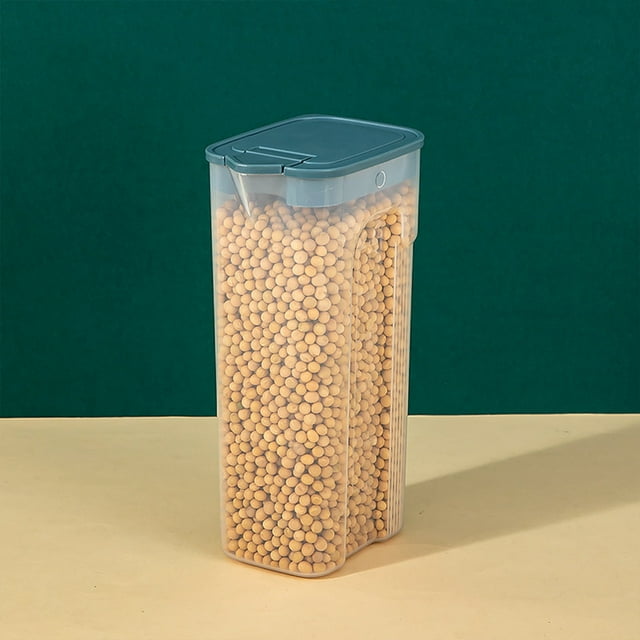 Rwvbm Airtight Cereal Storage Container Clear Kitchen Food Canister for Grain,Flour,Rice,& Snacks 23.5x13x9cm (9.25x5.12x3.54in) Stackable,Leak-Proof White Green 1-Piece Set