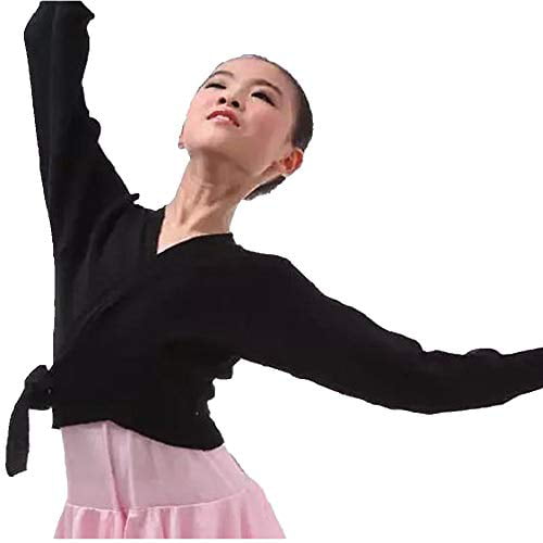 Freebily Kids Junior Girls Long Sleeve Turtle-Neck Athletic Cropped Shirt Sportswear Ballet Dance Active Crop Top 