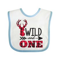 Inktastic Plaid Deer Wild and 1 with Arrow Boys or Girls Baby Bib