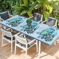 thumbnail image 2 of Teal Sea Turtle Table Cloths for 8 Foot Rectangle Tables, Coastal Ocean Summer Ocean Waves Patio Waterproof Elastic Fitted Tablecloths, Washable Rectangular Table Cover for Camping, 2 of 8