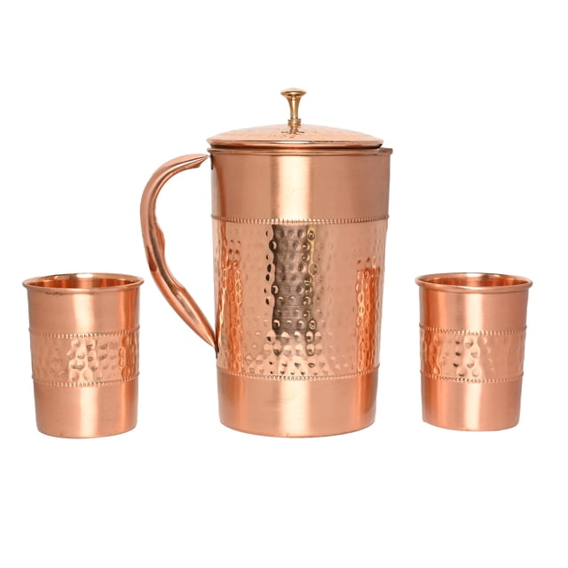 Juego de Jarra y Vasos de Cobre HealthGoodsIn 1.5L con 2 Vasos