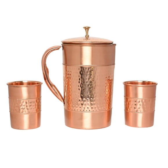Juego de Jarra y Vasos de Cobre HealthGoodsIn 1.5L con 2 Vasos