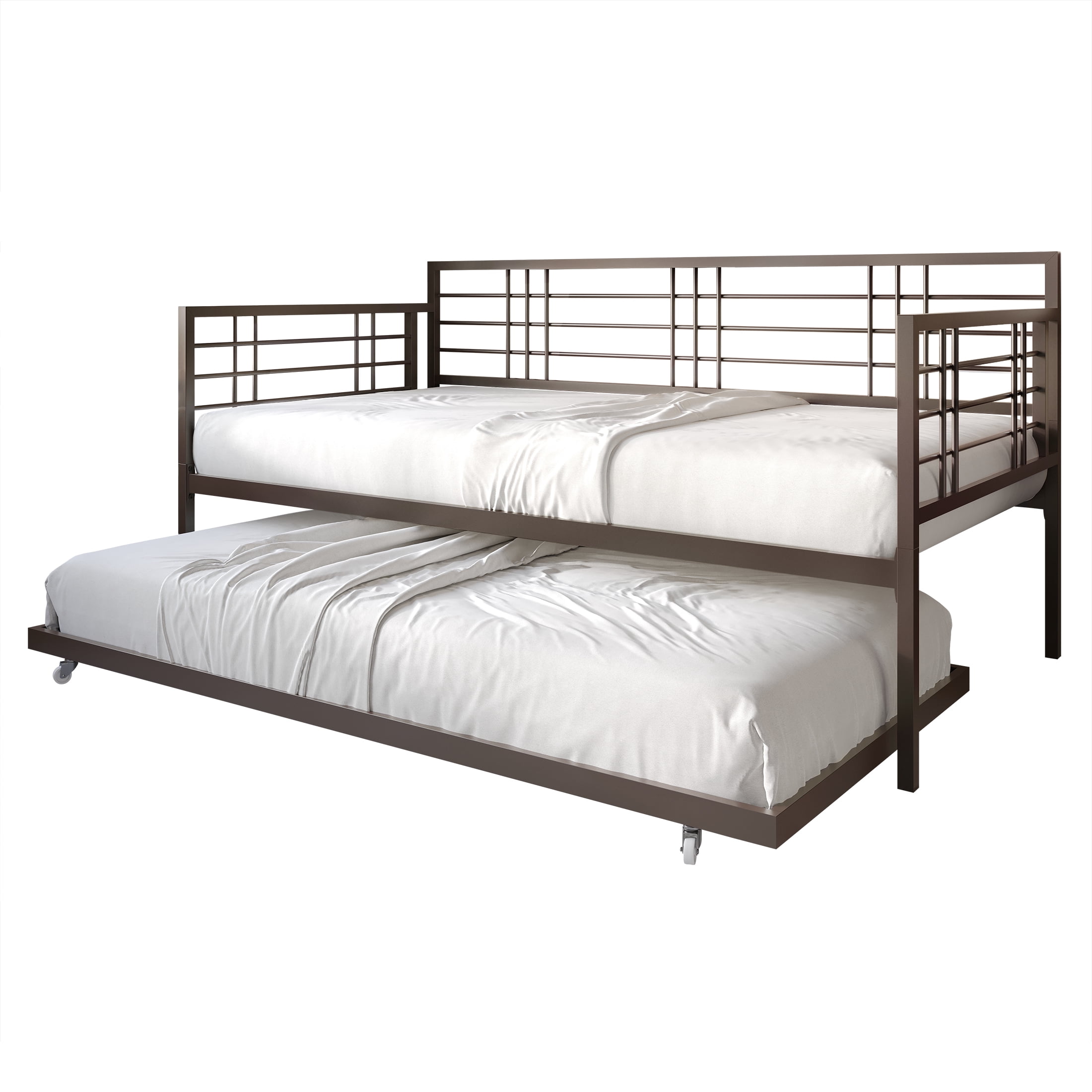 Castle Place Elegance Metal Twin Daybed with Trundle, Brown