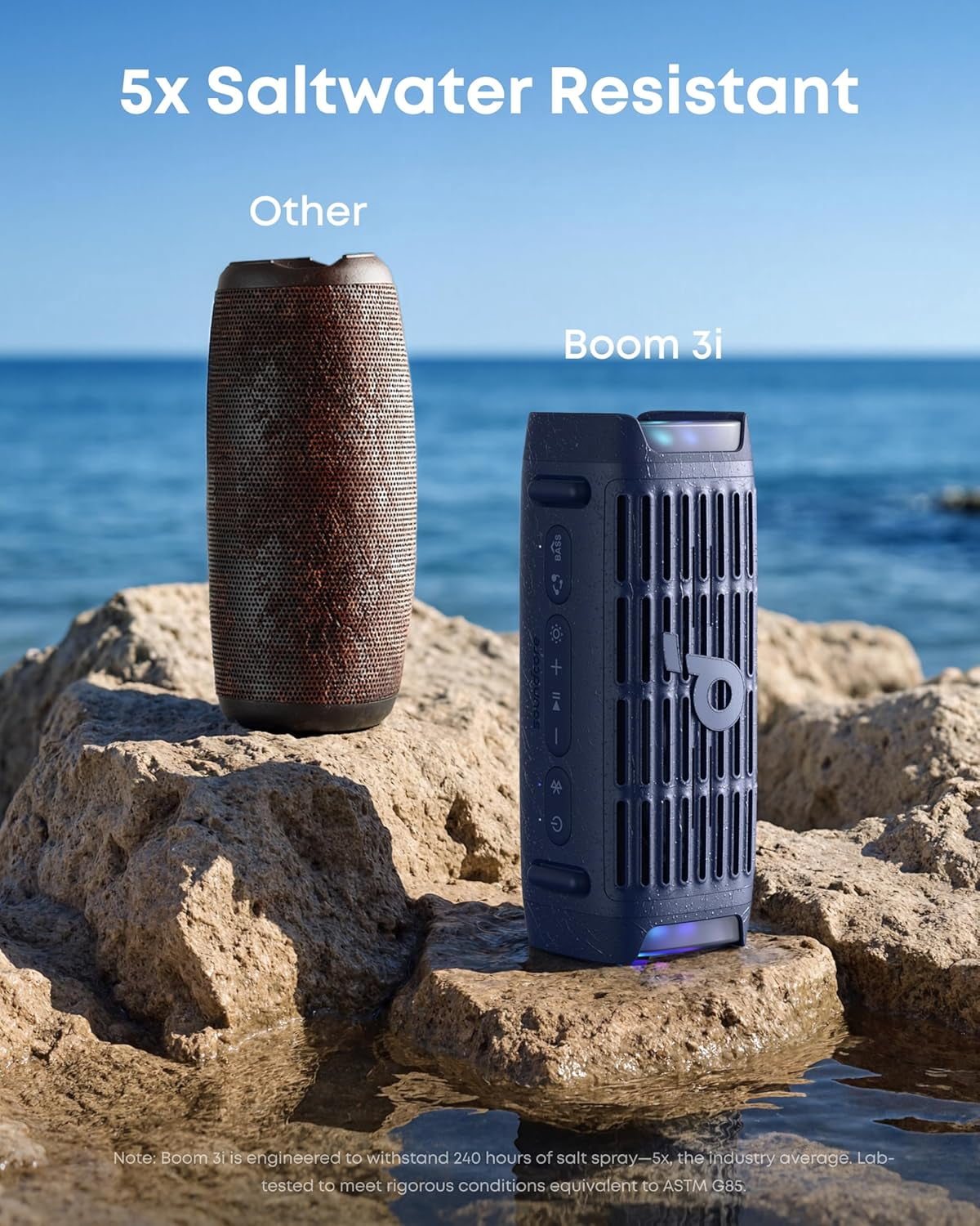 Soundcore Boom 3i by Anker, 50W Rugged Outdoor Speaker, IP68 Waterproof, Floating, Saltwater-Resistant, BassUp 2.0, 16H Playtime, Tws - Blue
