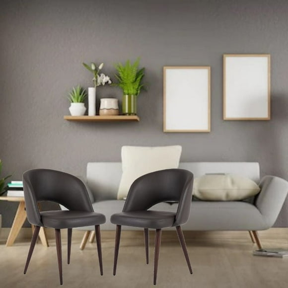 Tami Dining Chair in Grey, Grey PU Dining Chair, Metal Dining Chair, Mid-Century Dining Chair, Kitchen PU Dining Chair, Grey Dining Chair, Living Room Dining Chair, Dining Room Chair