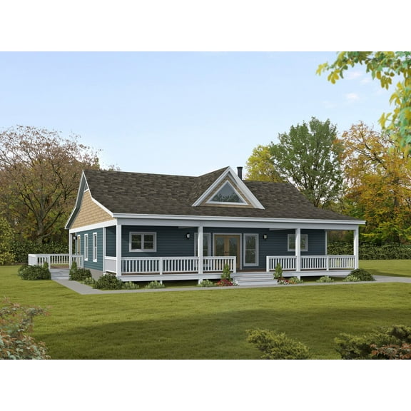 763-150010: Traditional Country 2 Bed, 2 Bath Luxury Home Plan, 1500 Sq Ft: Full Blueprints with License to Build by Home Plan Marketplace - Lesuto