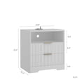 thumbnail image 5 of Mintazer Nightstand with Voice-Controlled LED Light & Charging Station, Bedside Table with 2 Drawer Open Shelf for Bedroom, White, 5 of 7