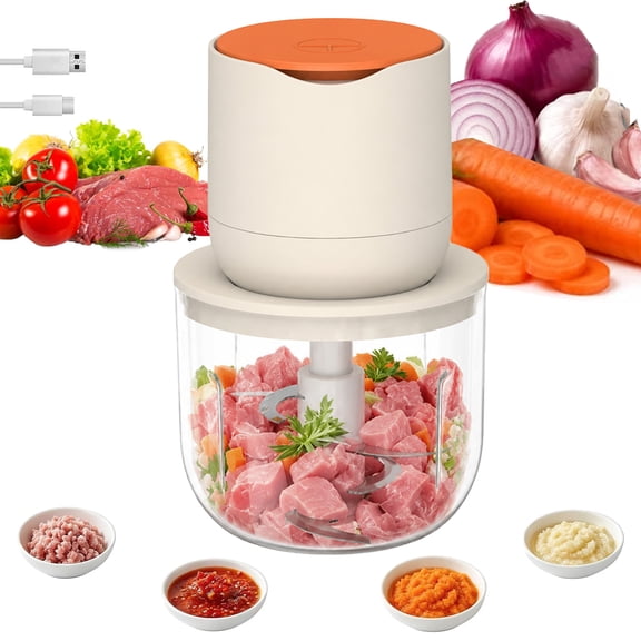 LOVE EYE 20 oz Food Chopper, Electric Food Chopper for Meat Grinder & Vegetable Chopper with 4-Blade & Silicone Scrape, One-Touch Operation for Food Processing Meat, Vegetables, Fruits