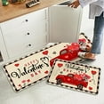 thumbnail image 2 of Love Heart Rose Happy Valentines Truck Kitchen Mats Set of 2, Valentine''s Day Anniversary Wedding Holiday Floor Mat - 17x29 and 17x47 Inch (Truck), 2 of 6