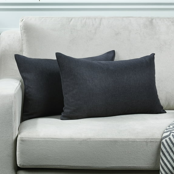 3S Brother's Solid Cushion Cover Super Soft & Cozy Home Décor Throw Pillow Case for Chair Couch Bedroom & Livingroom Décor Pillowcase with Invisible Zipper Set of 2 Pieces -Anthracite 12"x20" Each